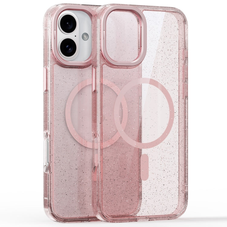 For iPhone 16 Plus Glitter Powder Lens Holder MagSafe Magnetic Phone Case
