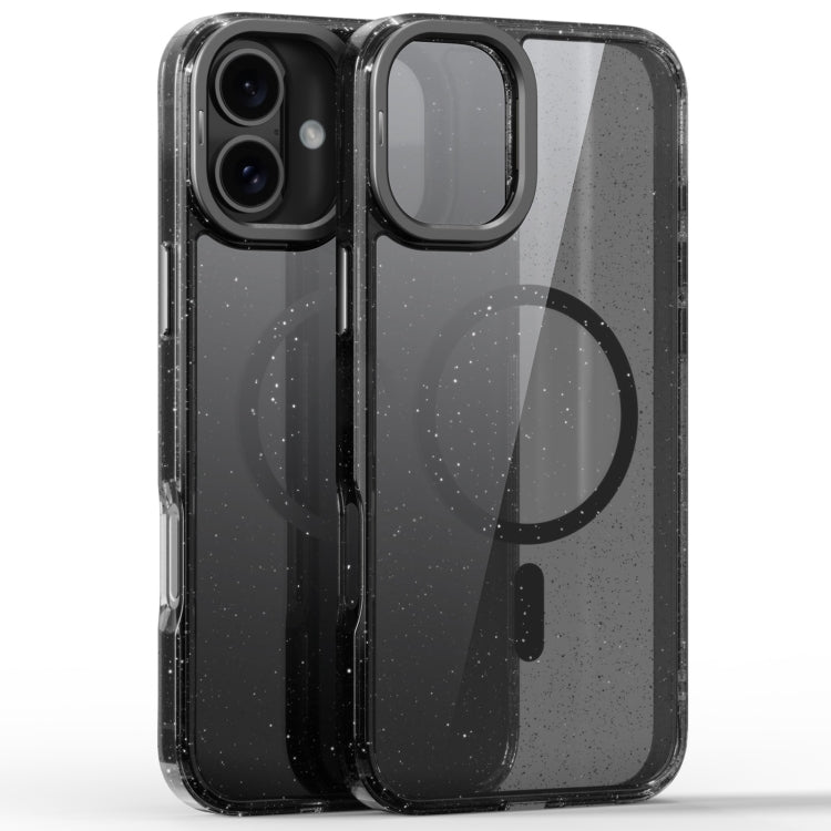 For iPhone 16 Plus Glitter Powder Lens Holder MagSafe Magnetic Phone Case