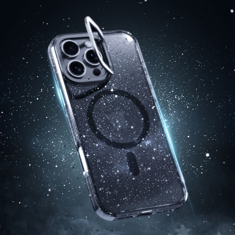 For iPhone 16 Plus Glitter Powder Lens Holder MagSafe Magnetic Phone Case