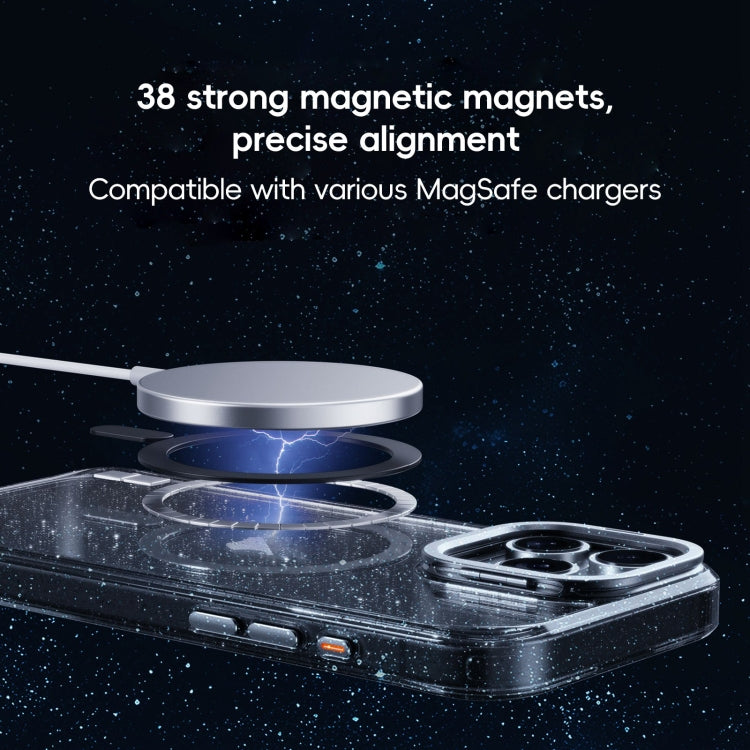For iPhone 16 Plus Glitter Powder Lens Holder MagSafe Magnetic Phone Case