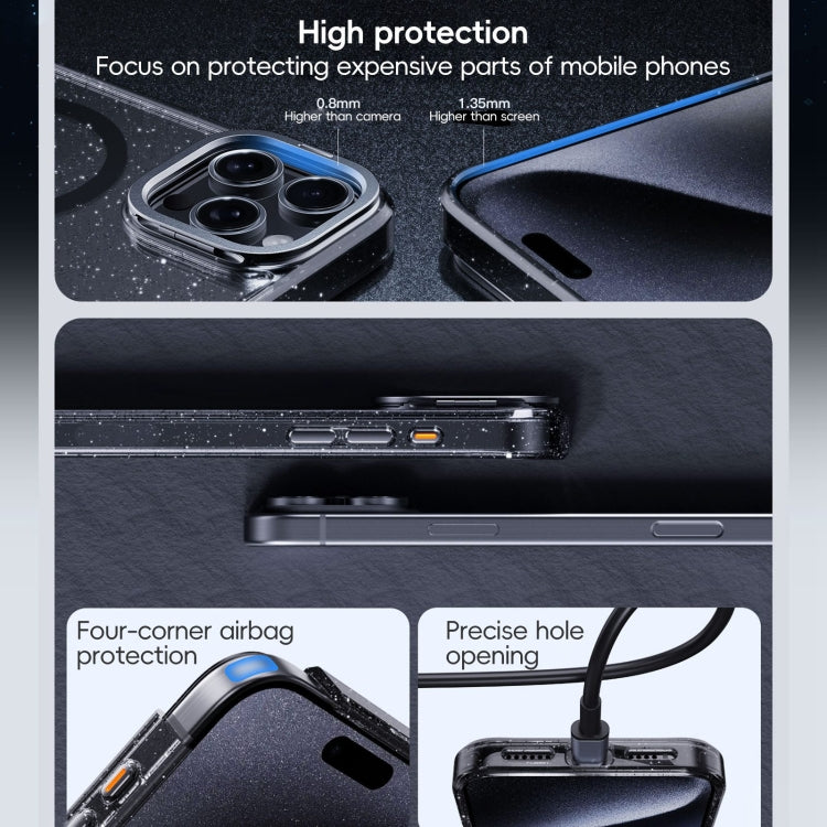 For iPhone 16 Plus Glitter Powder Lens Holder MagSafe Magnetic Phone Case
