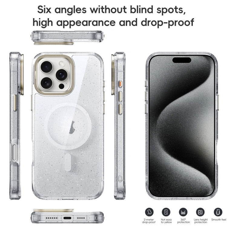 For iPhone 16 Plus Glitter Powder Lens Holder MagSafe Magnetic Phone Case