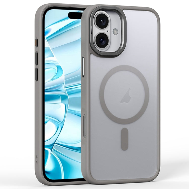 For iPhone 16 Frosted Lens Holder MagSafe Magnetic Phone Case