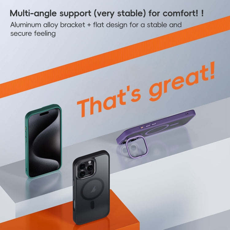 For iPhone 16 Frosted Lens Holder MagSafe Magnetic Phone Case