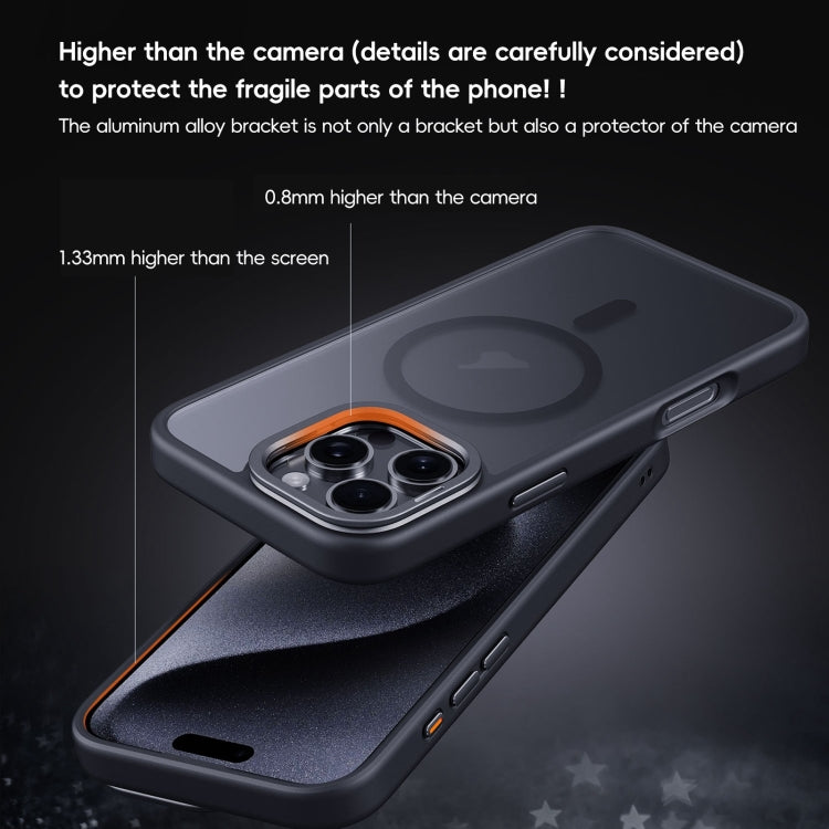For iPhone 16 Pro Max Frosted Lens Holder MagSafe Magnetic Phone Case