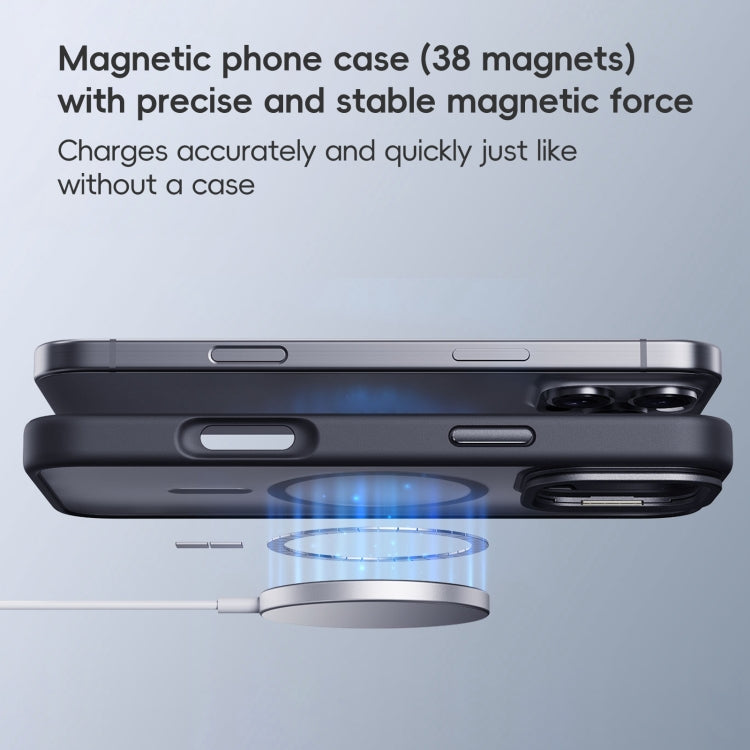 For iPhone 16 Pro Frosted Lens Holder MagSafe Magnetic Phone Case