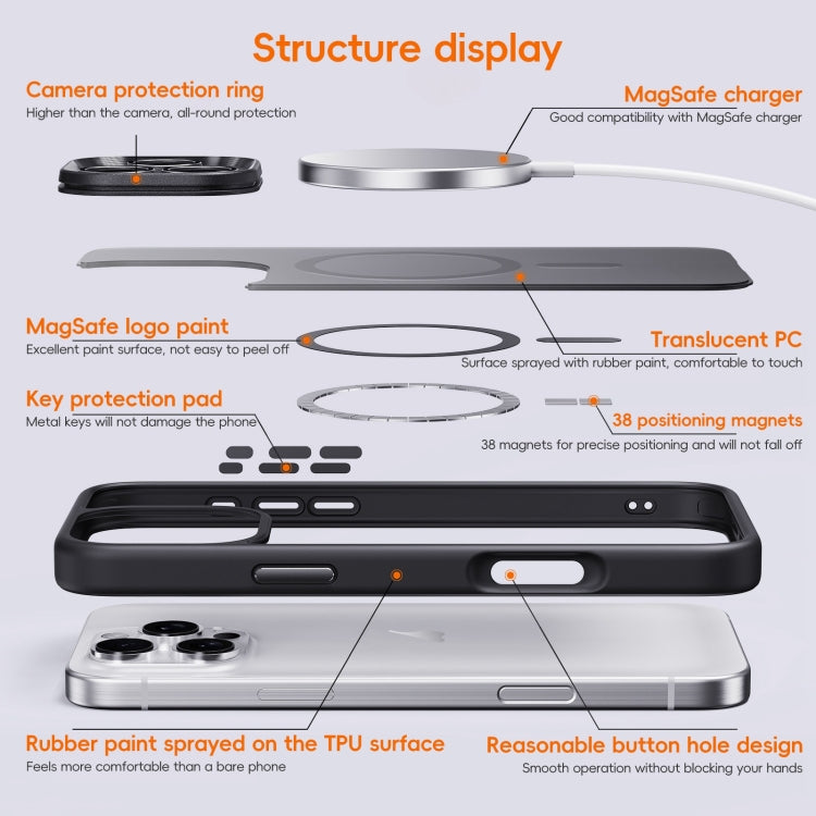 For iPhone 16 Pro Fine Hole Frosted MagSafe Magnetic Phone Case
