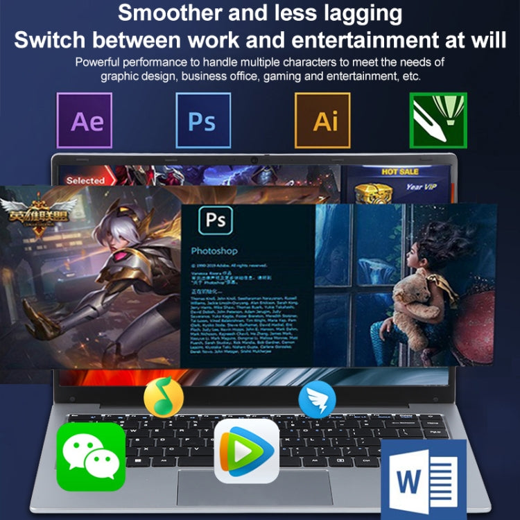 14 inch Windows 11 Laptop, 8GB+128GB, Gen 4th Intel Core i3 CPU, 180 Degree Rotation Axis - Silver