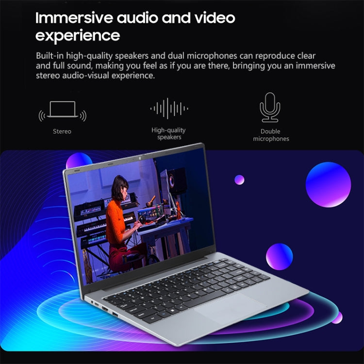 14 inch Windows 11 Laptop, 8GB+128GB, Gen 4th Intel Core i3 CPU, 180 Degree Rotation Axis - Silver