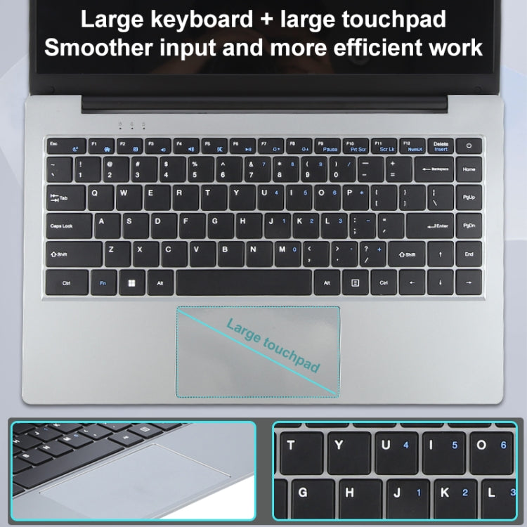 14 inch Windows 11 Laptop, 8GB+128GB, Gen 4th Intel Core i3 CPU, 180 Degree Rotation Axis - Silver