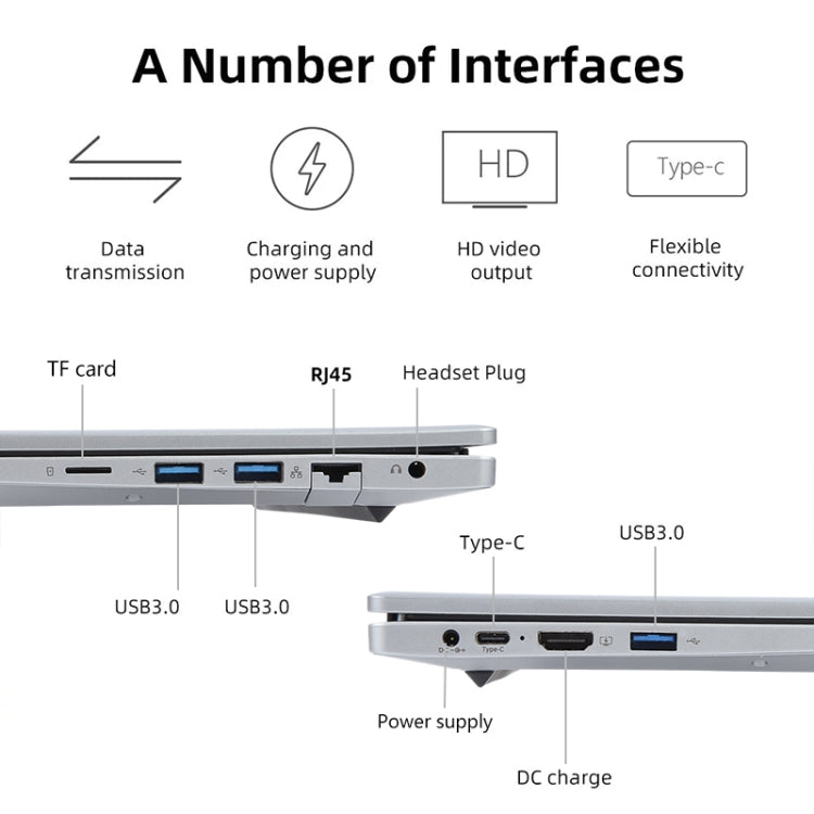 14 inch Windows 11 Laptop, 8GB+128GB, Gen 4th Intel Core i3 CPU, 180 Degree Rotation Axis - Silver