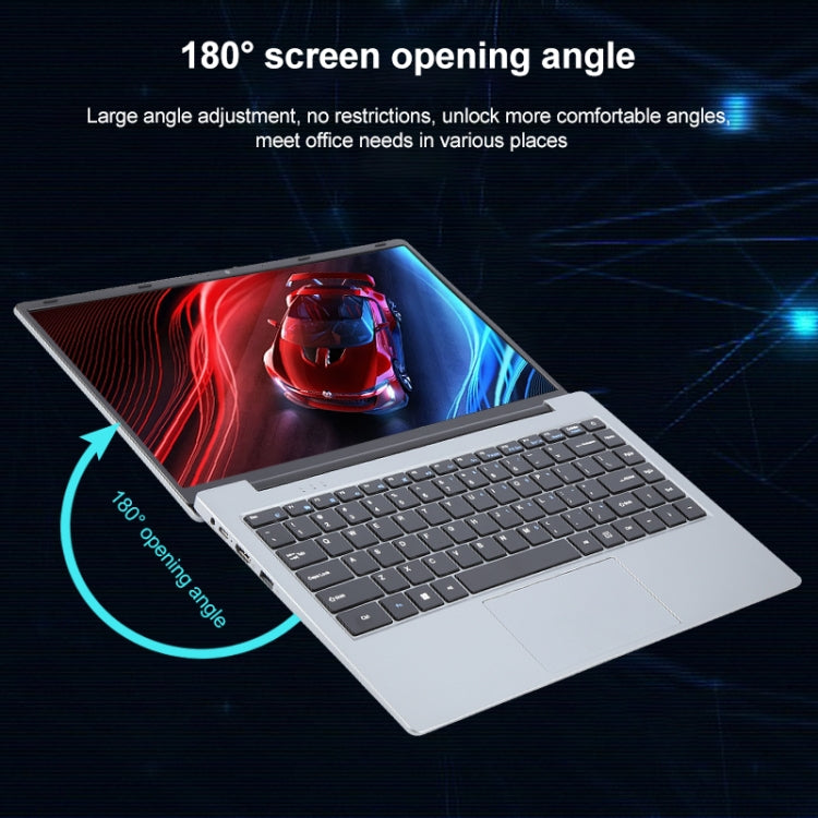 14 inch Windows 11 Laptop, 8GB+128GB, Gen 4th Intel Core i3 CPU, 180 Degree Rotation Axis - Silver