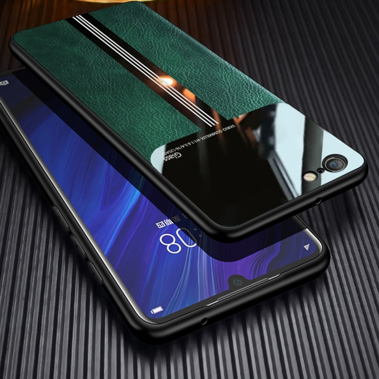 For iPhone 6 Leather Texture PU + Glass + TPU Shockproof Protective Case