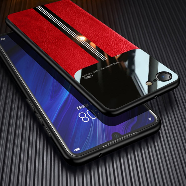 For iPhone SE 2022 / SE 2020 Leather Texture PU + Glass + TPU Shockproof Protective Case