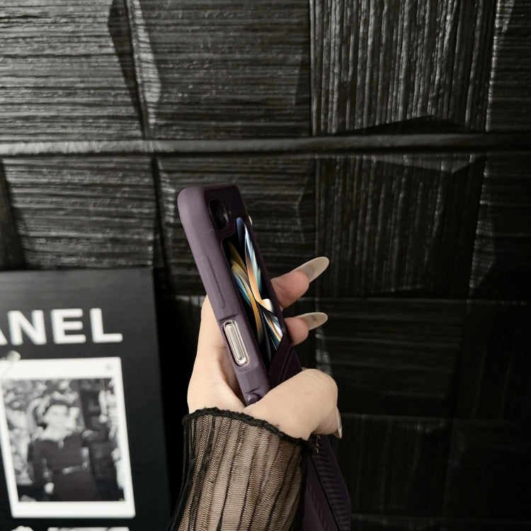 For Samsung Galaxy Z Flip5 5G Carbon Fiber Foldable Leather Phone Case with Stand