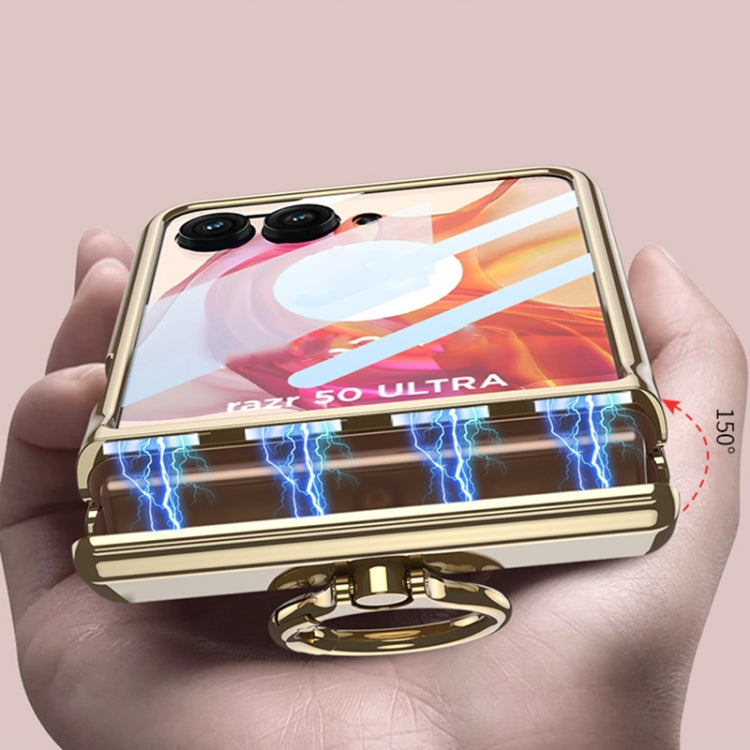For Motorola Razr 50 Ultra GKK Integrated  Magnetic Folding Phantom Rotary Phone Case with Ring Holder