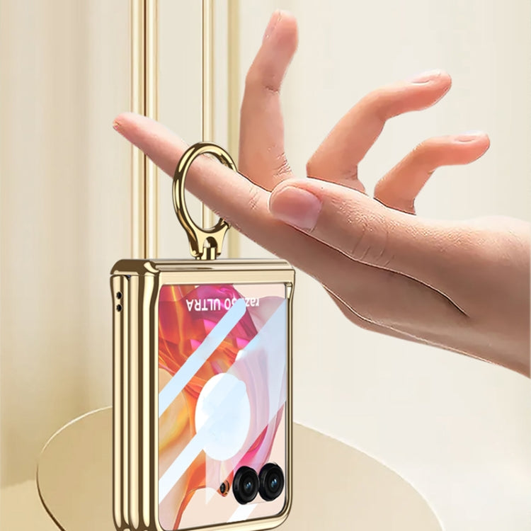 For Motorola Razr 50 Ultra GKK Integrated  Magnetic Folding Phantom Rotary Phone Case with Ring Holder