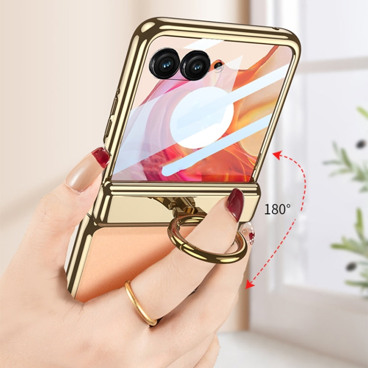 For Motorola Razr 50 Ultra GKK Integrated  Magnetic Folding Phantom Rotary Phone Case with Ring Holder