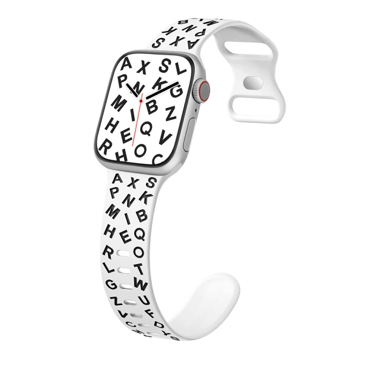 For Apple Watch SE 2023 44mm English Letters Style Butterfly Buckle Silicone Watch Band