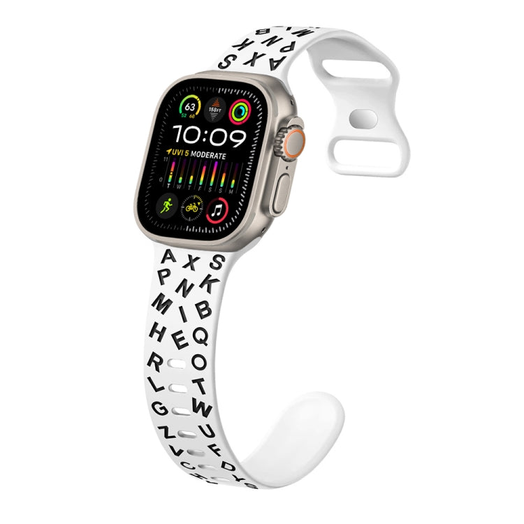 For Apple Watch Ultra 2 49mm English Letters Style Butterfly Buckle Silicone Watch Band