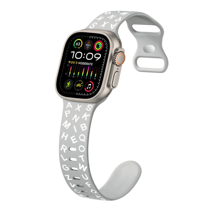For Apple Watch Ultra 2 49mm English Letters Style Butterfly Buckle Silicone Watch Band