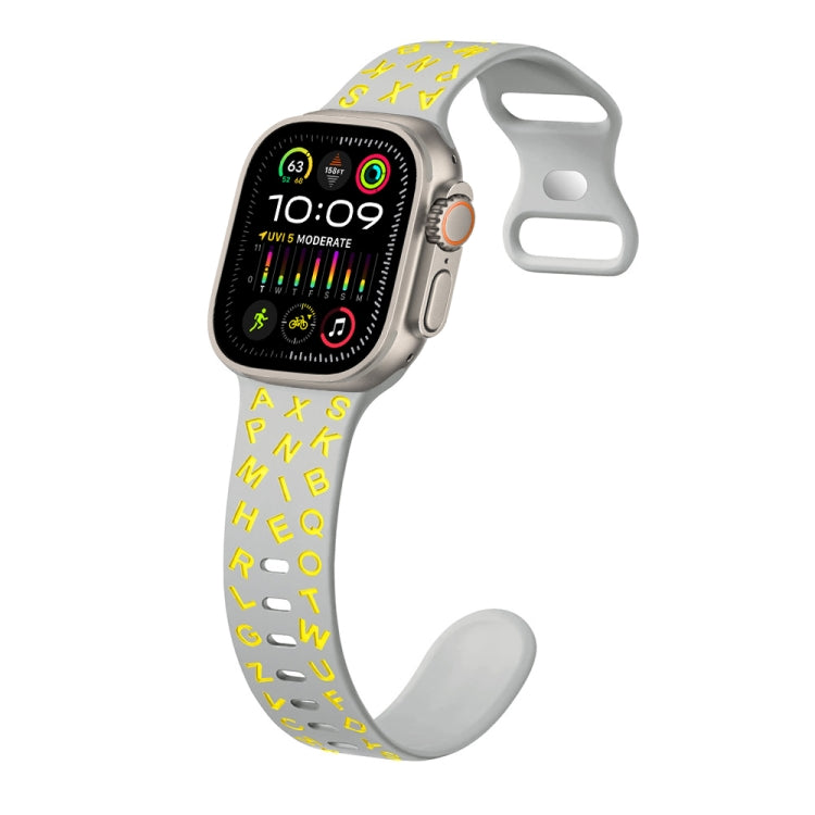 For Apple Watch Ultra 2 49mm English Letters Style Butterfly Buckle Silicone Watch Band