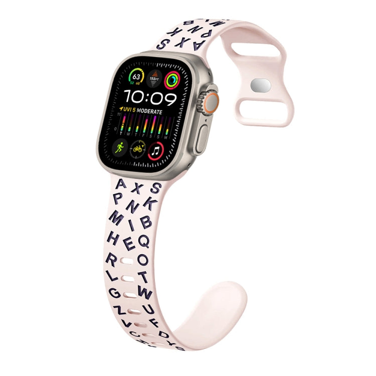For Apple Watch Ultra 2 49mm English Letters Style Butterfly Buckle Silicone Watch Band