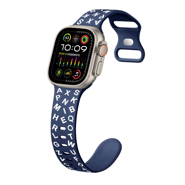For Apple Watch Ultra 2 49mm English Letters Style Butterfly Buckle Silicone Watch Band