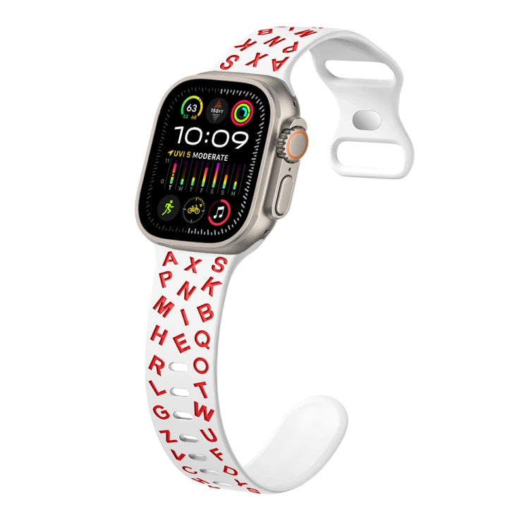 For Apple Watch Ultra 49mm English Letters Style Butterfly Buckle Silicone Watch Band