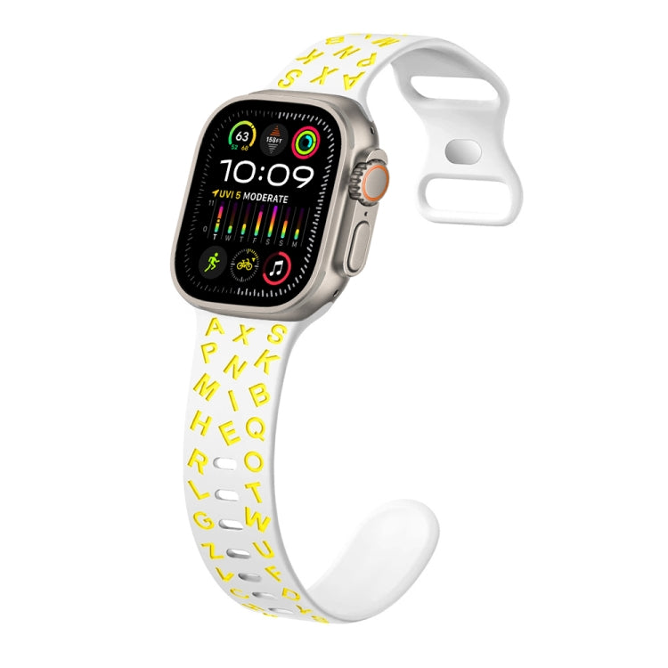 For Apple Watch Ultra 49mm English Letters Style Butterfly Buckle Silicone Watch Band