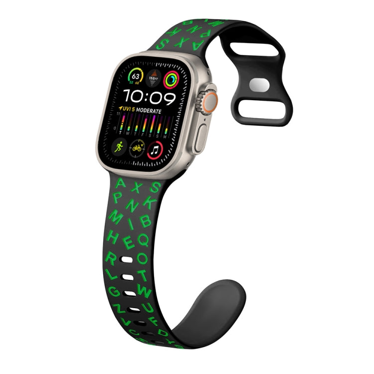 For Apple Watch Ultra 49mm English Letters Style Butterfly Buckle Silicone Watch Band