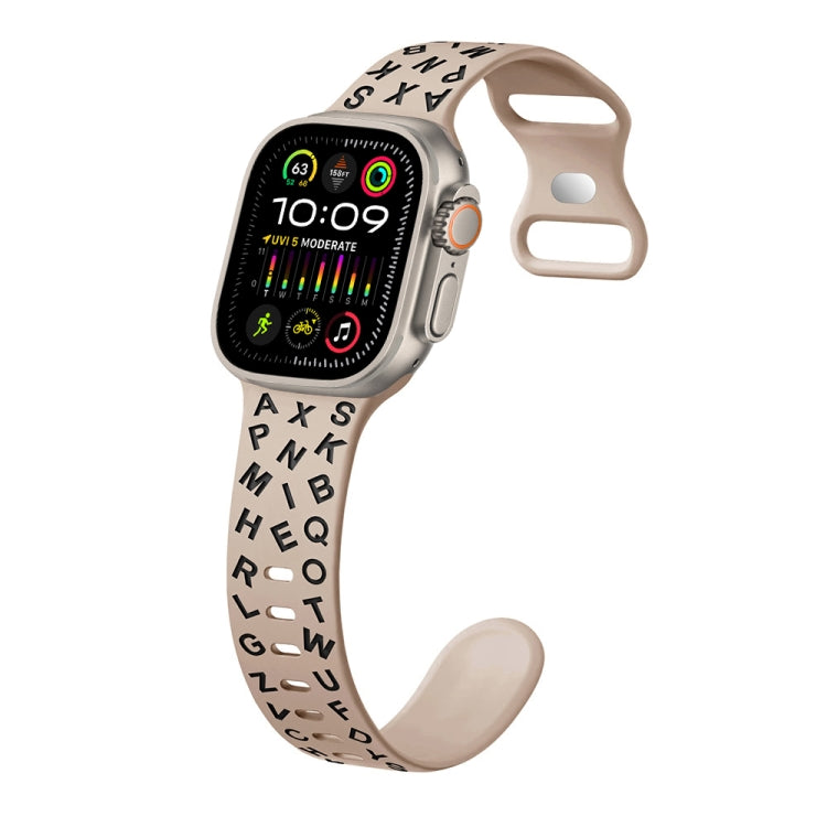 For Apple Watch Ultra 49mm English Letters Style Butterfly Buckle Silicone Watch Band