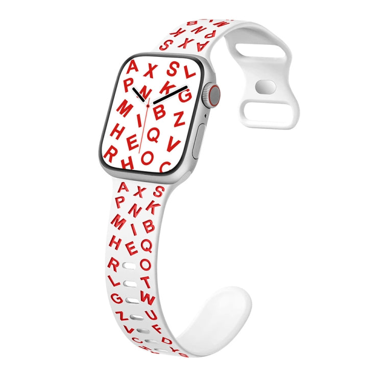 For Apple Watch Series 8 41mm English Letters Style Butterfly Buckle Silicone Watch Band