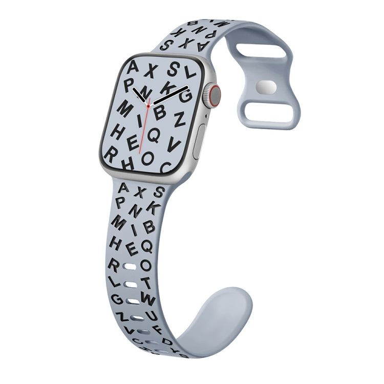 For Apple Watch Series 8 41mm English Letters Style Butterfly Buckle Silicone Watch Band