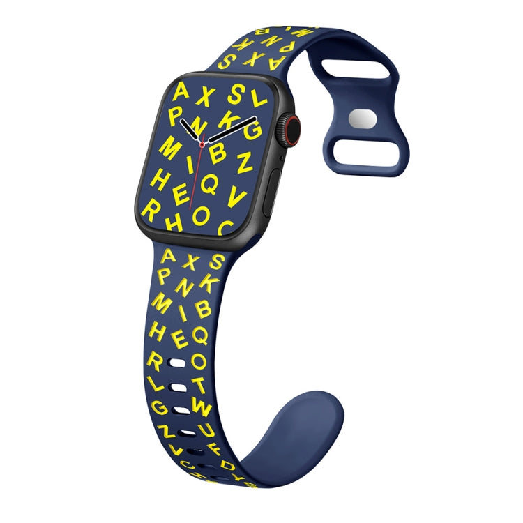 For Apple Watch SE 40mm English Letters Style Butterfly Buckle Silicone Watch Band