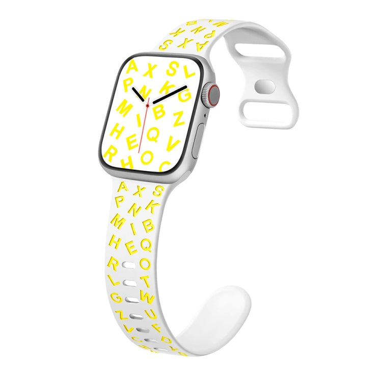 For Apple Watch SE 44mm English Letters Style Butterfly Buckle Silicone Watch Band