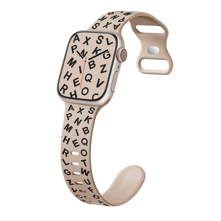 For Apple Watch Series 6 44mm English Letters Style Butterfly Buckle Silicone Watch Band