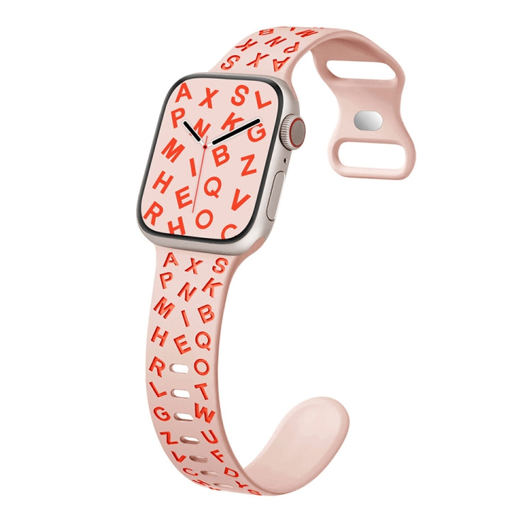 For Apple Watch Series 4 40mm English Letters Style Butterfly Buckle Silicone Watch Band