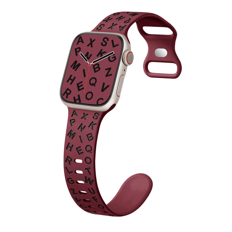 For Apple Watch Series 4 40mm English Letters Style Butterfly Buckle Silicone Watch Band