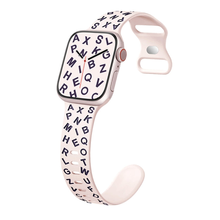 For Apple Watch Series 3 38mm English Letters Style Butterfly Buckle Silicone Watch Band