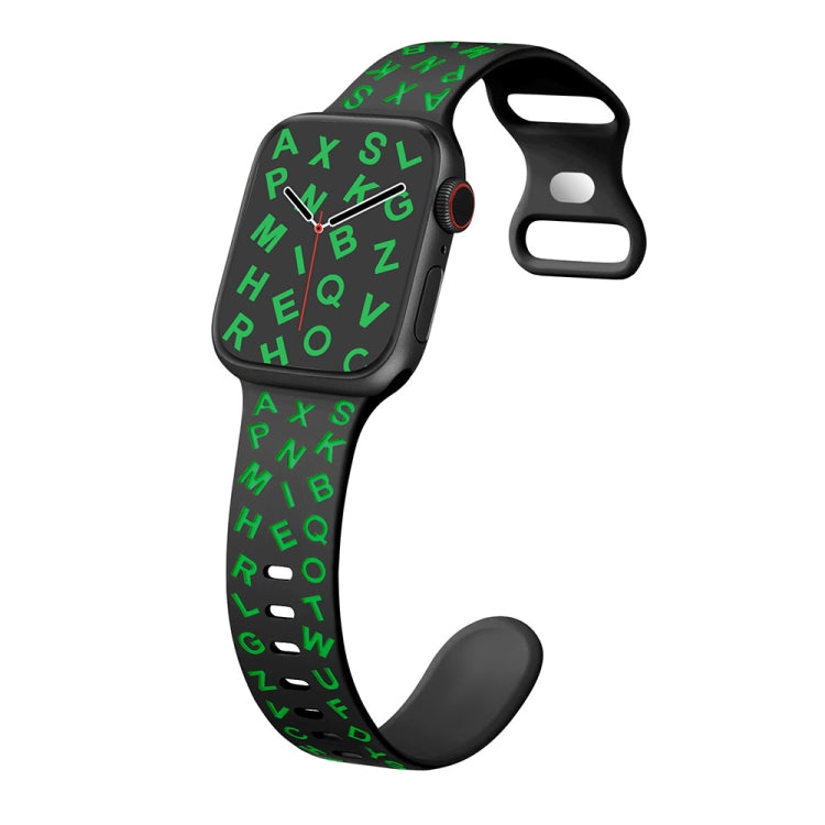 For Apple Watch Series 2 38mm English Letters Style Butterfly Buckle Silicone Watch Band