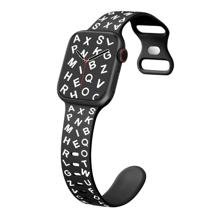 For Apple Watch 42mm English Letters Style Butterfly Buckle Silicone Watch Band