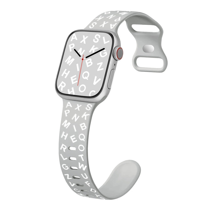 For Apple Watch 42mm English Letters Style Butterfly Buckle Silicone Watch Band