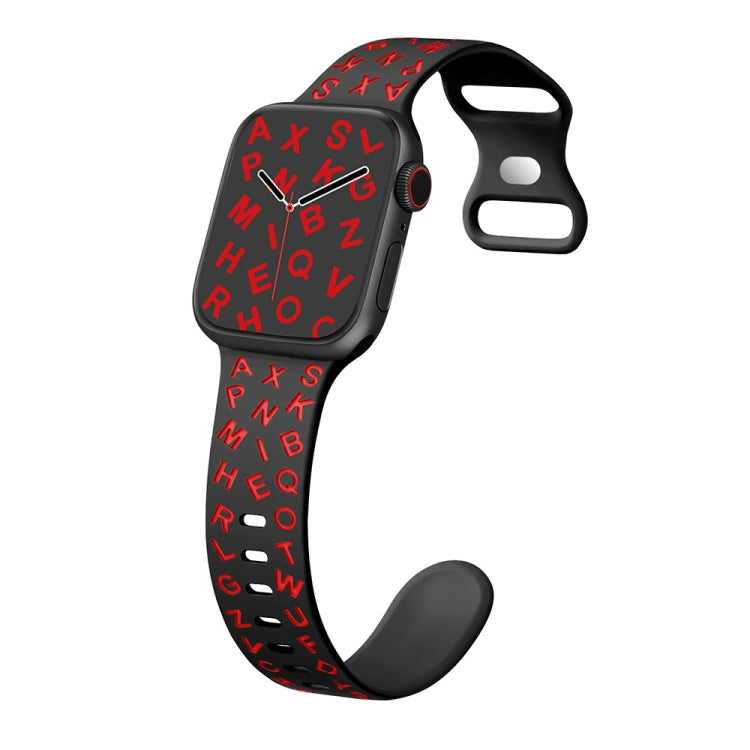 For Apple Watch 38mm English Letters Style Butterfly Buckle Silicone Watch Band