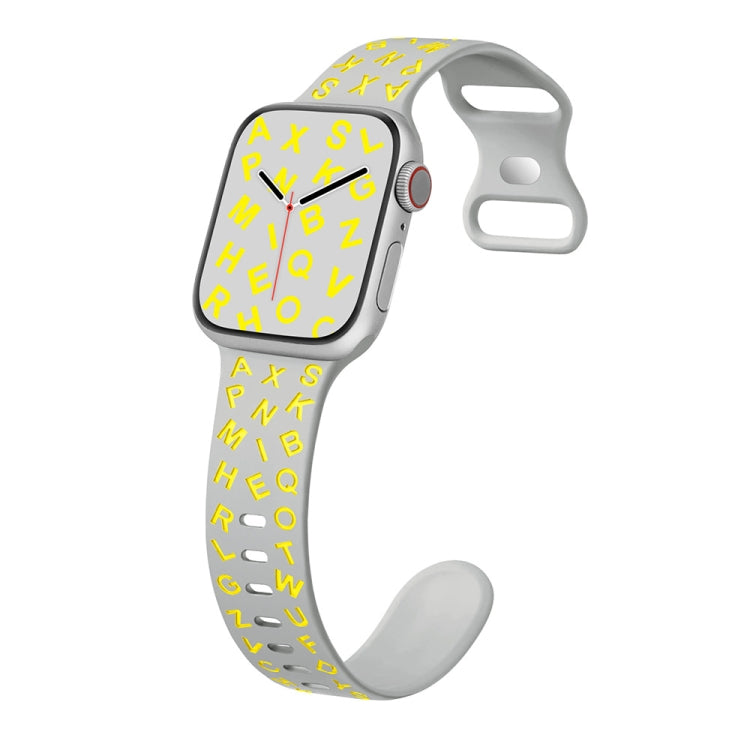 For Apple Watch 38mm English Letters Style Butterfly Buckle Silicone Watch Band