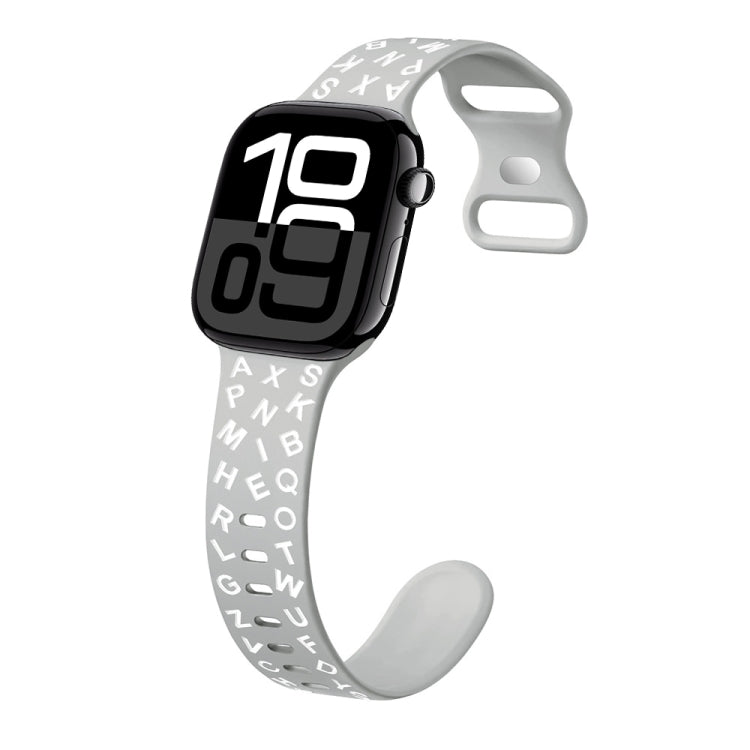 For Apple Watch Series 10 46mm English Letters Style Butterfly Buckle Silicone Watch Band