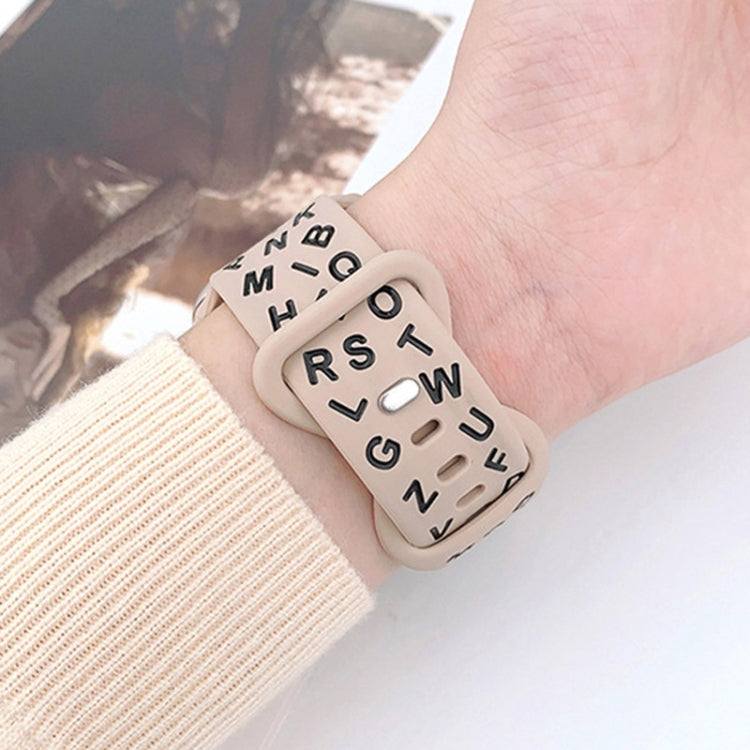 For Apple Watch Series 2 38mm English Letters Style Butterfly Buckle Silicone Watch Band