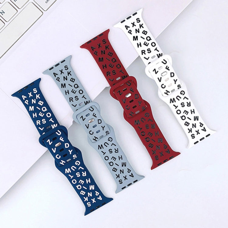 For Apple Watch 42mm English Letters Style Butterfly Buckle Silicone Watch Band