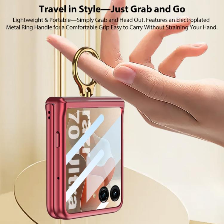 For Motorola Razr 70 GKK Integrated Magnetic Hinged Flip Case with Ring Holder