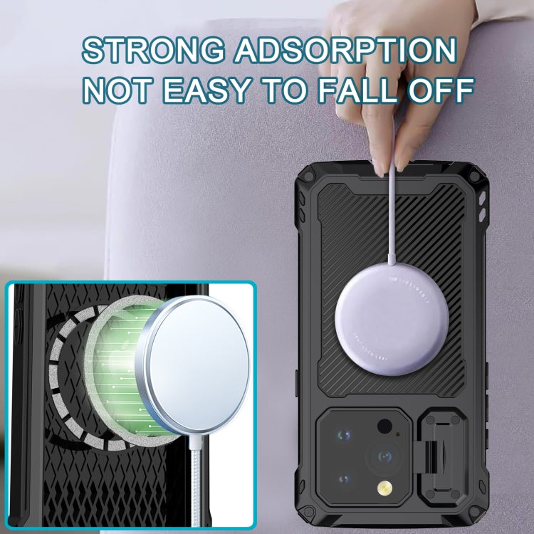 For iPhone 15 Lens Holder Metal IP54 Life Waterproof Three-proof MagSafe Phone Case